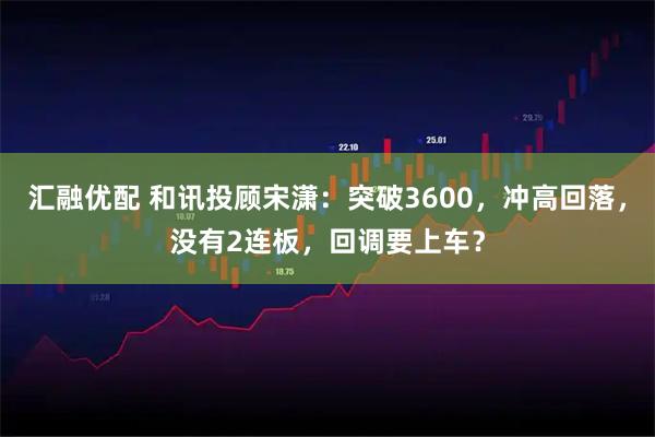 汇融优配 和讯投顾宋潇:突破3600,冲高回落,没有2连板,回调要上车?